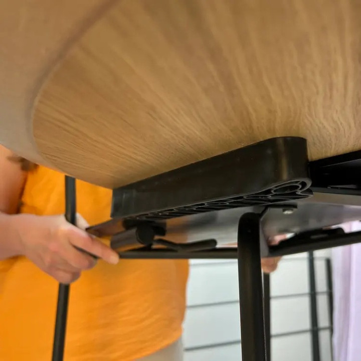Chair rail, chair holder that attaches under the bench.