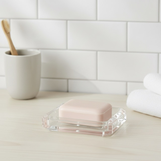 Tvålkopp i genomskinlig plast
